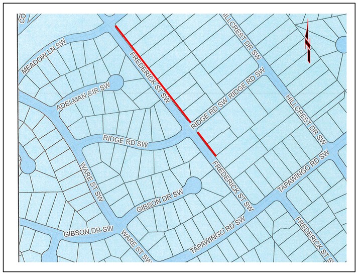 A Frederick Street SW - Meadow to Tapawingo location map