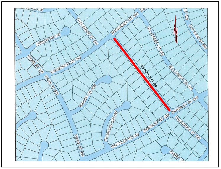 A Frederick St SW - Tapawingo to Kingsley location map