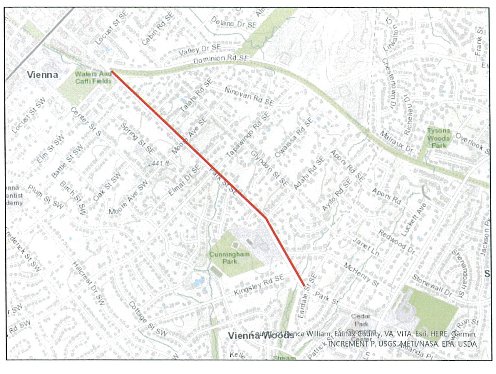 Location Map- Park St SE Sidewalk